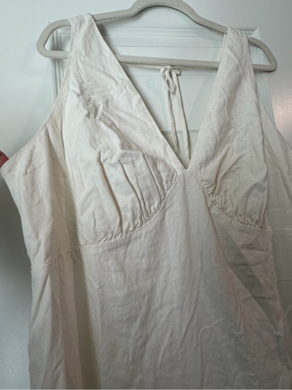 Old Navy Linen Blend White V-Neck Midi Dress - Picture 2 of 9